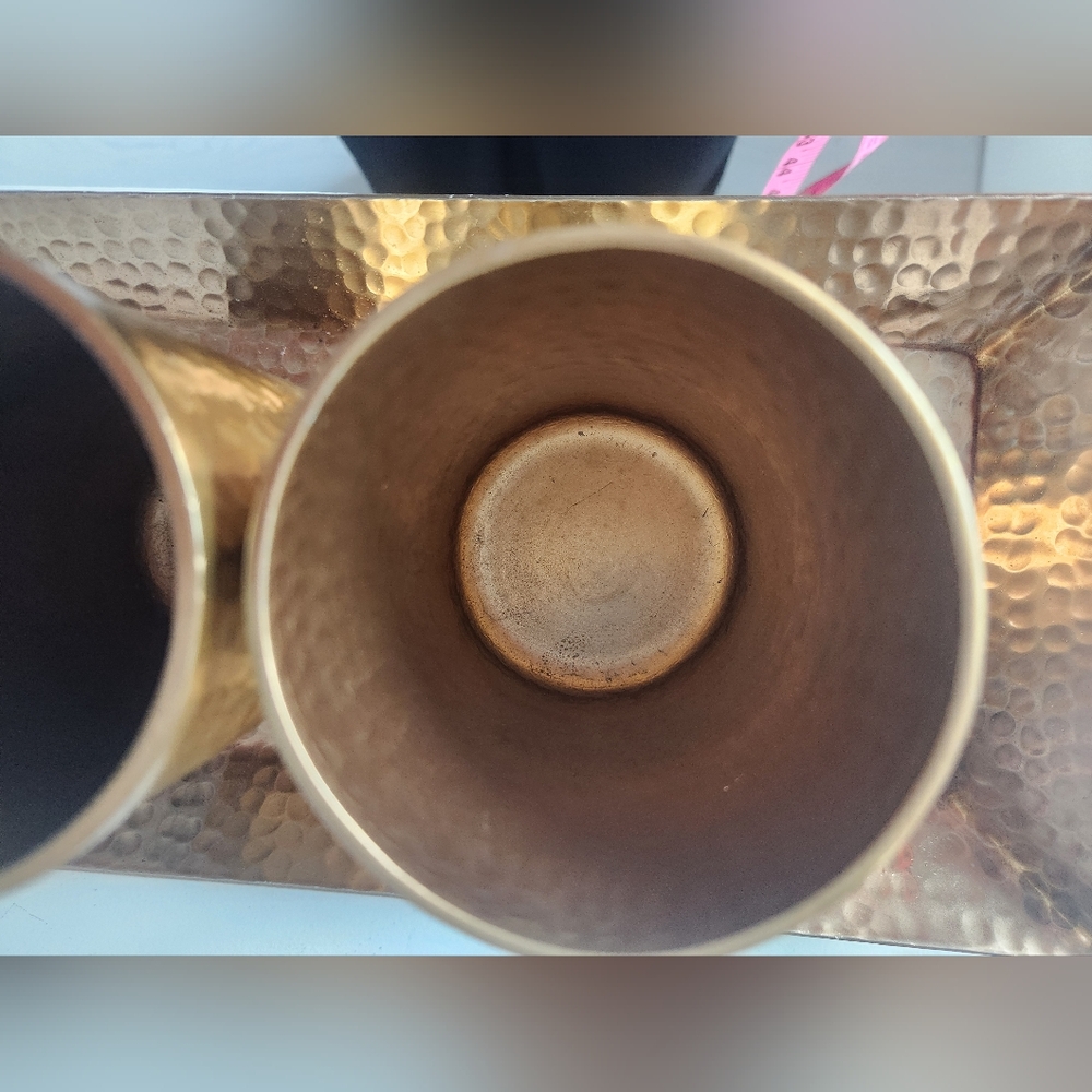 Threshold gold hammered tray and 2 pencil cup - Picture 12 of 15
